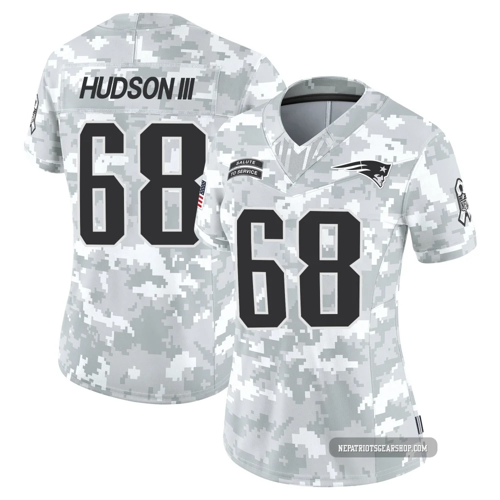 James Hudson III ＃68 New England Patriots Limited 2024 Salute to Service Jersey - Women's Arctic Camo