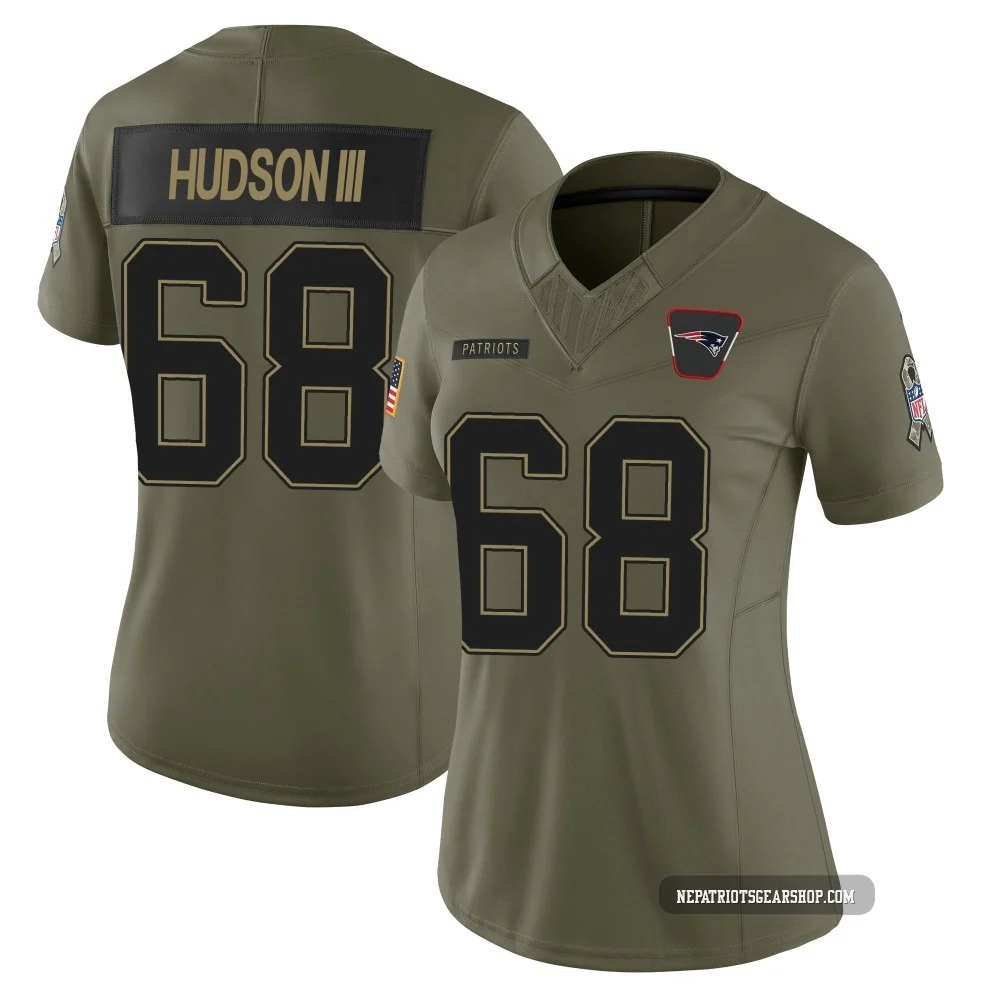 James Hudson III ＃68 New England Patriots Limited 2025 Salute to Service Jersey - Women's Olive
