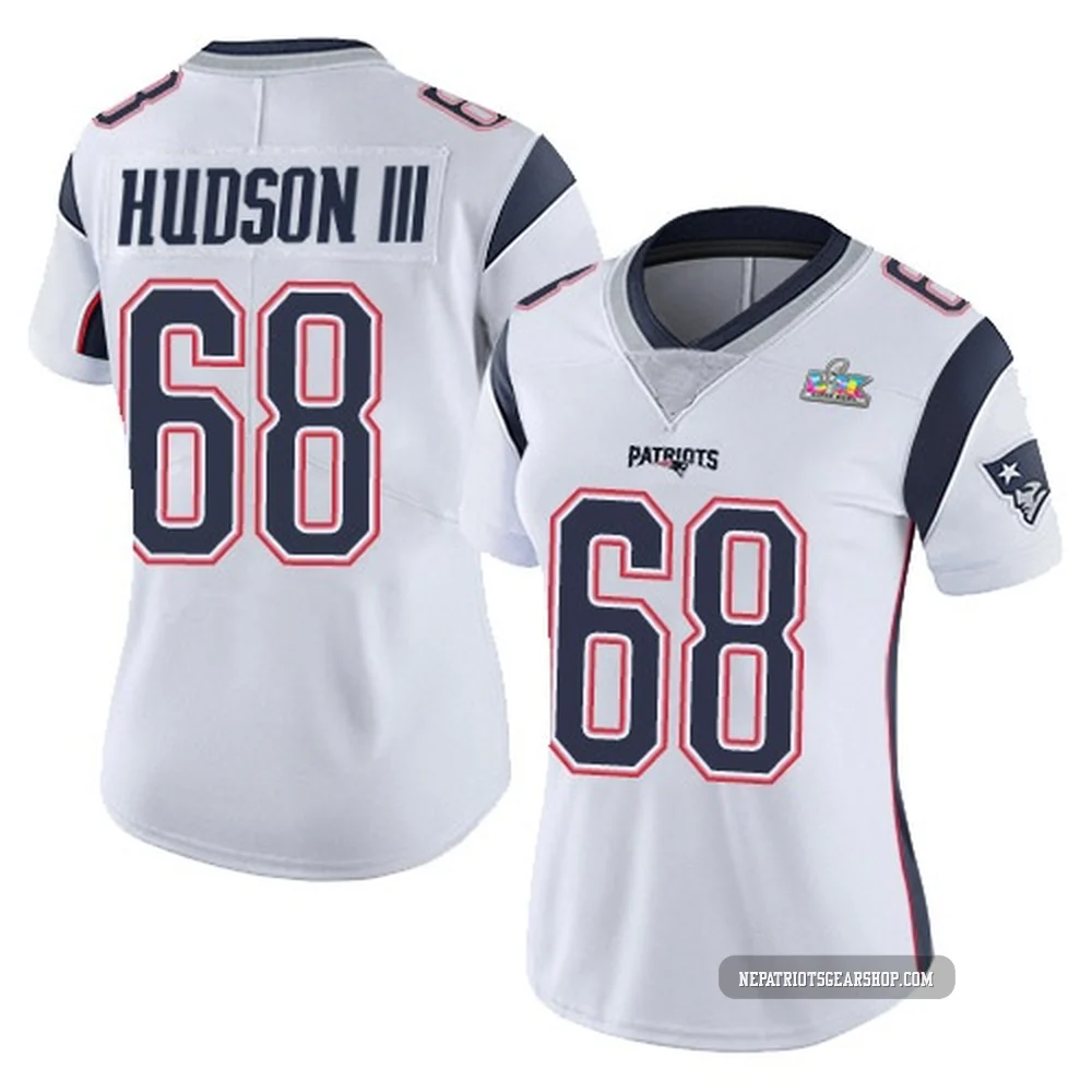 James Hudson III ＃68 New England Patriots Limited Vapor Untouchable Super Bowl LX Patch Jersey - Women's White