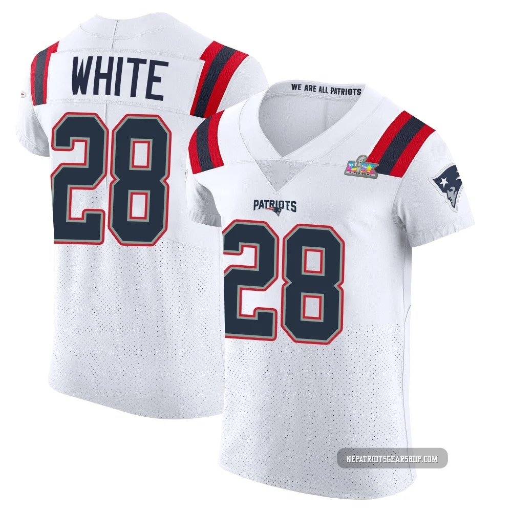 James White ＃28 New England Patriots Elite Vapor Untouchable Super Bowl LX Patch Jersey - Men's White