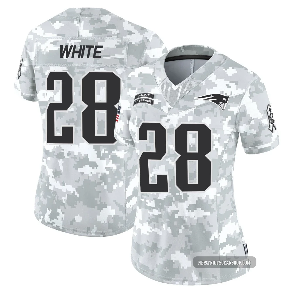 James White ＃28 New England Patriots Limited 2024 Salute to Service Jersey - Women's Arctic Camo