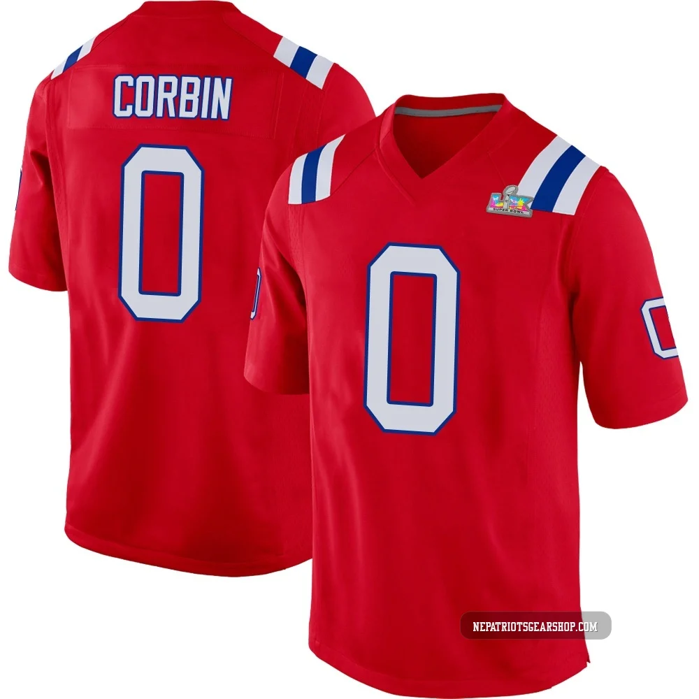 Jashaun Corbin ＃0 New England Patriots Game Alternate Super Bowl LX Patch Jersey - Men's Red