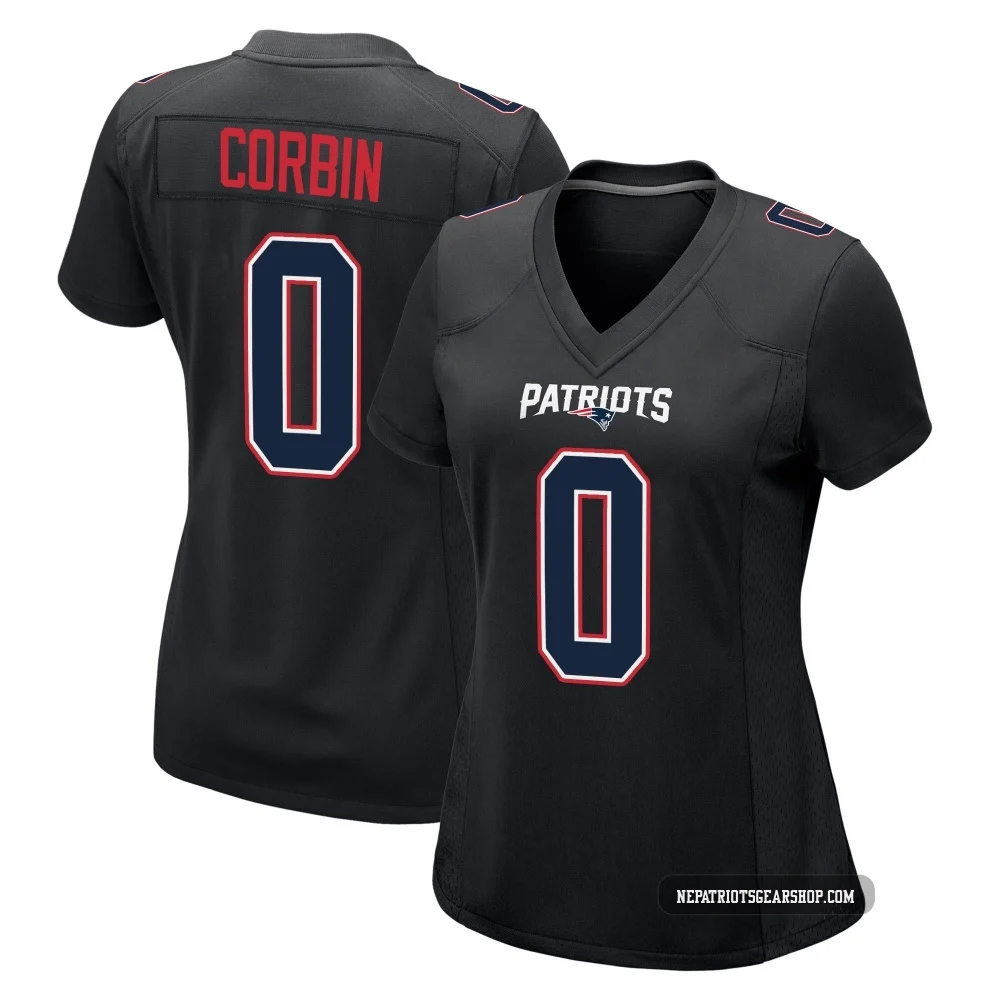 Jashaun Corbin ＃0 New England Patriots Game Carbon Fashion Jersey - Women's Black