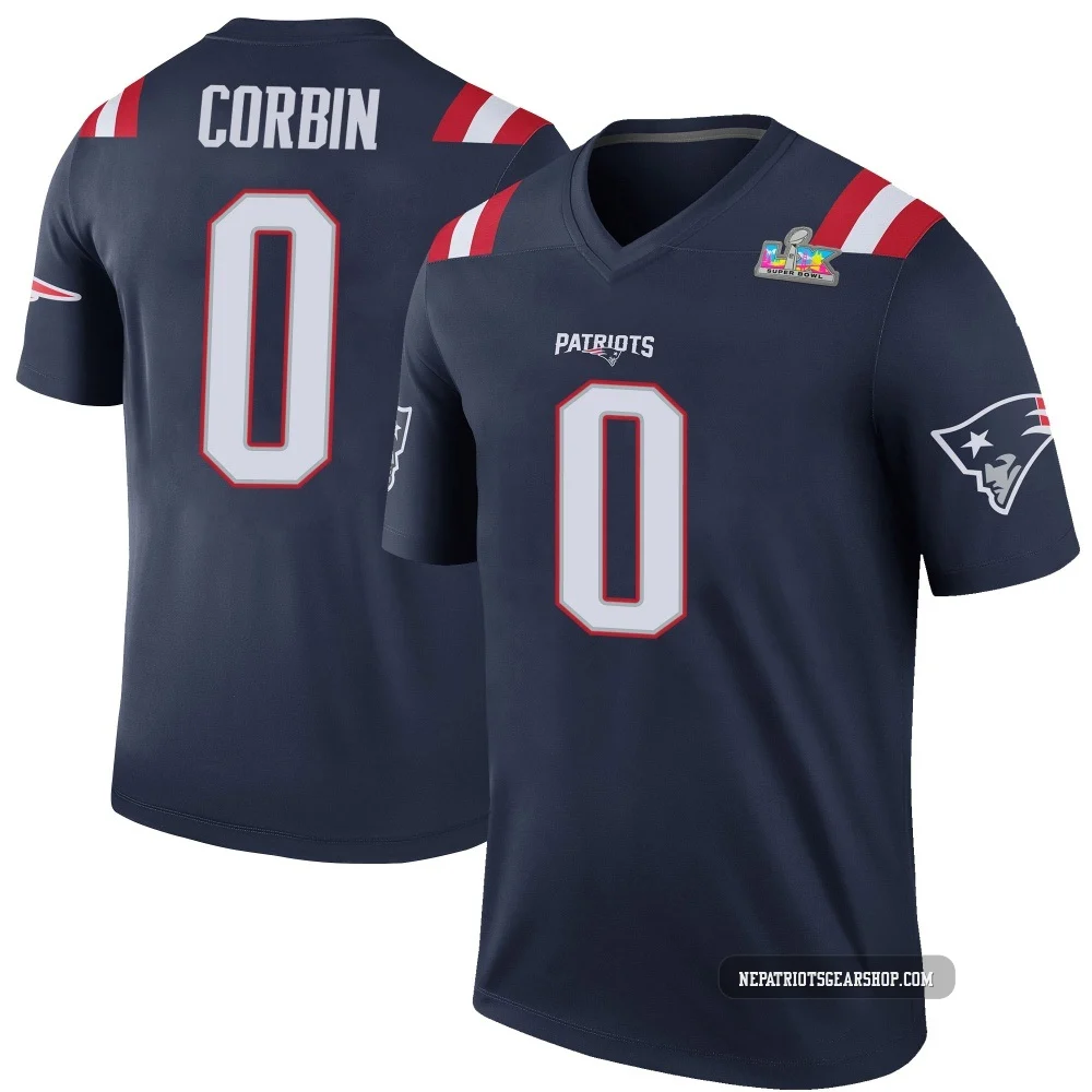 Jashaun Corbin ＃0 New England Patriots Legend Color Rush Super Bowl LX Patch Jersey - Men's Navy