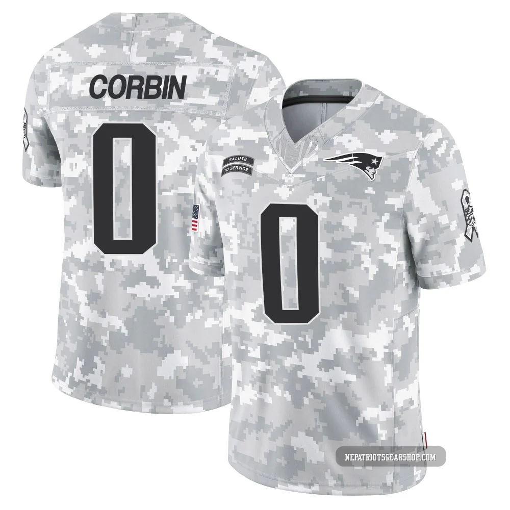 Jashaun Corbin ＃0 New England Patriots Limited 2024 Salute to Service Jersey - Youth Arctic Camo