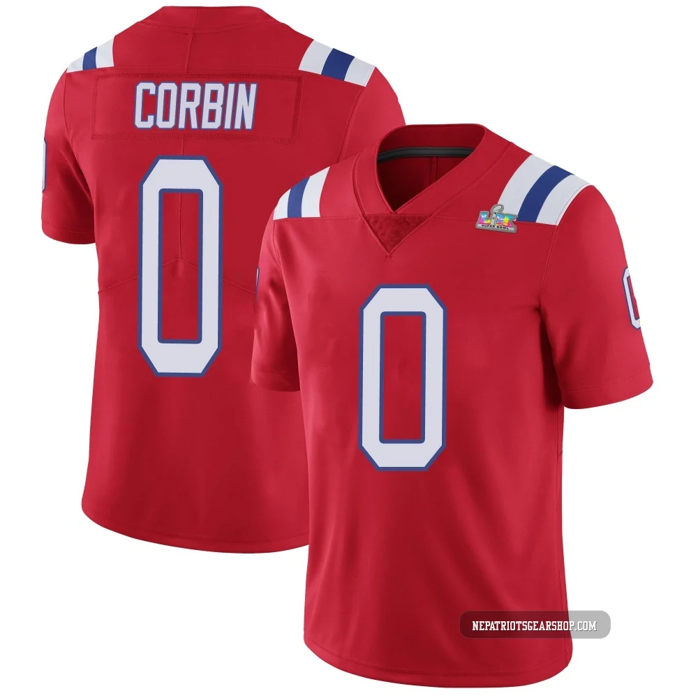 Jashaun Corbin ＃0 New England Patriots Limited Vapor Untouchable Alternate Super Bowl LX Patch Jersey - Men's Red