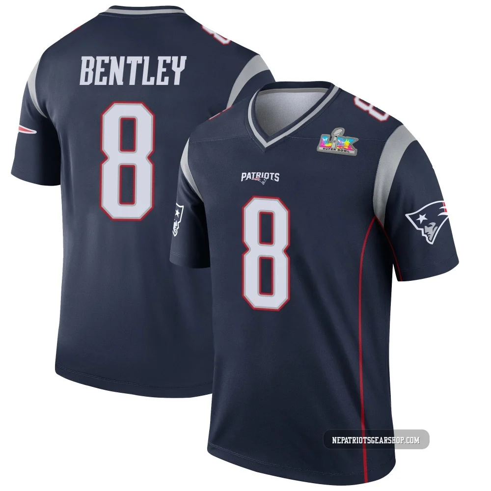 Ja'Whaun Bentley ＃8 New England Patriots Legend Super Bowl LX Patch Jersey - Men's Navy
