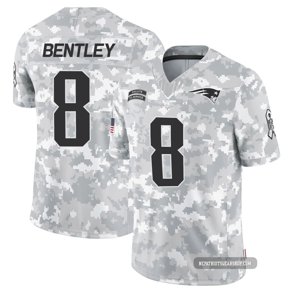Ja'Whaun Bentley ＃8 New England Patriots Limited 2024 Salute to Service Jersey - Youth Arctic Camo