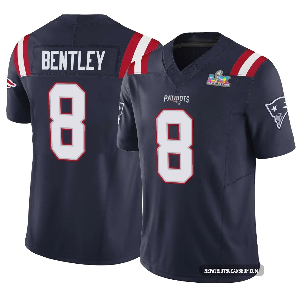 Ja'Whaun Bentley ＃8 New England Patriots Limited Vapor F.U.S.E. Super Bowl LX Patch Jersey - Men's Navy
