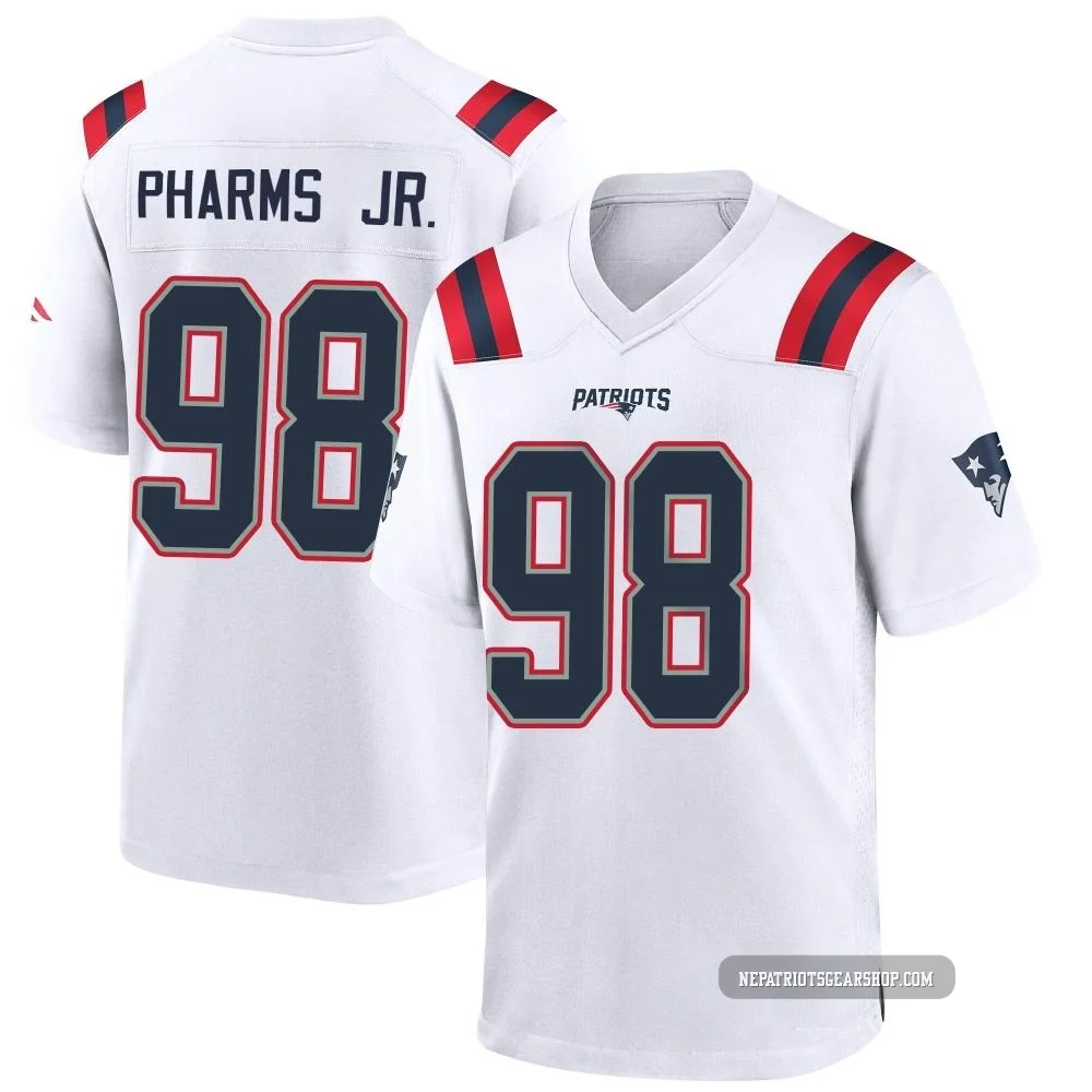 Jeremiah Pharms Jr. ＃98 New England Patriots Game Jersey - Men's White