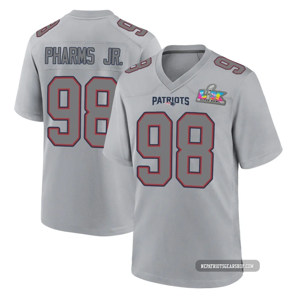 Jeremiah Pharms Jr. ＃98 New England Patriots Game Silver Atmosphere Fashion Super Bowl LX Patch Jersey - Men's