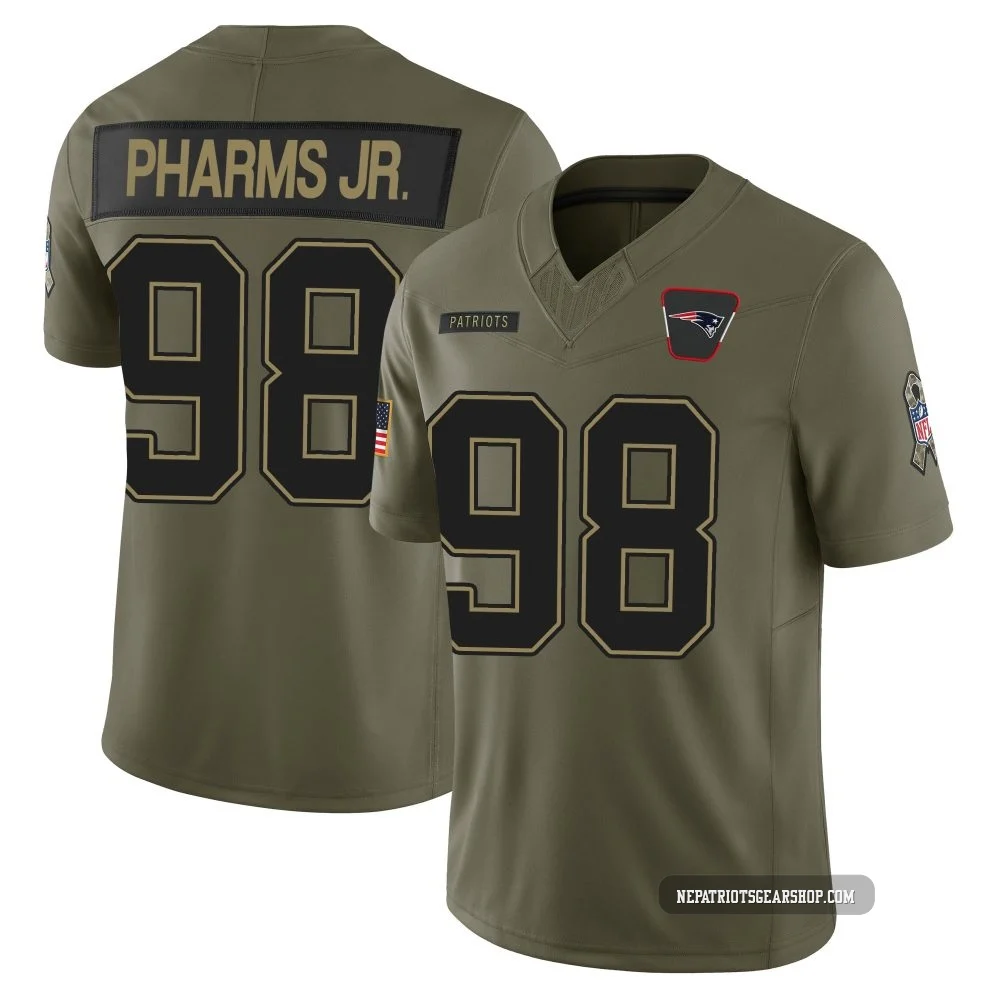 Jeremiah Pharms Jr. ＃98 New England Patriots Limited 2025 Salute to Service Jersey - Men's Olive