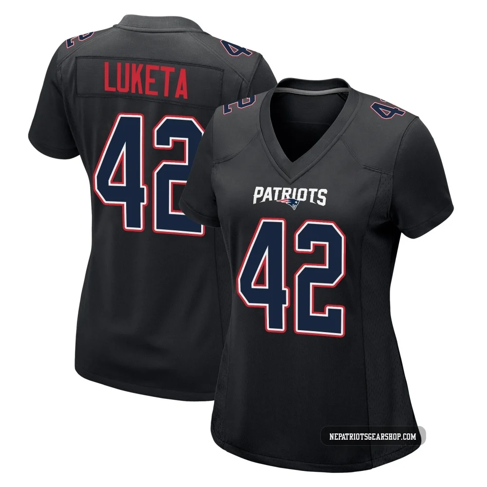 Jesse Luketa ＃42 New England Patriots Game Carbon Fashion Jersey - Women's Black