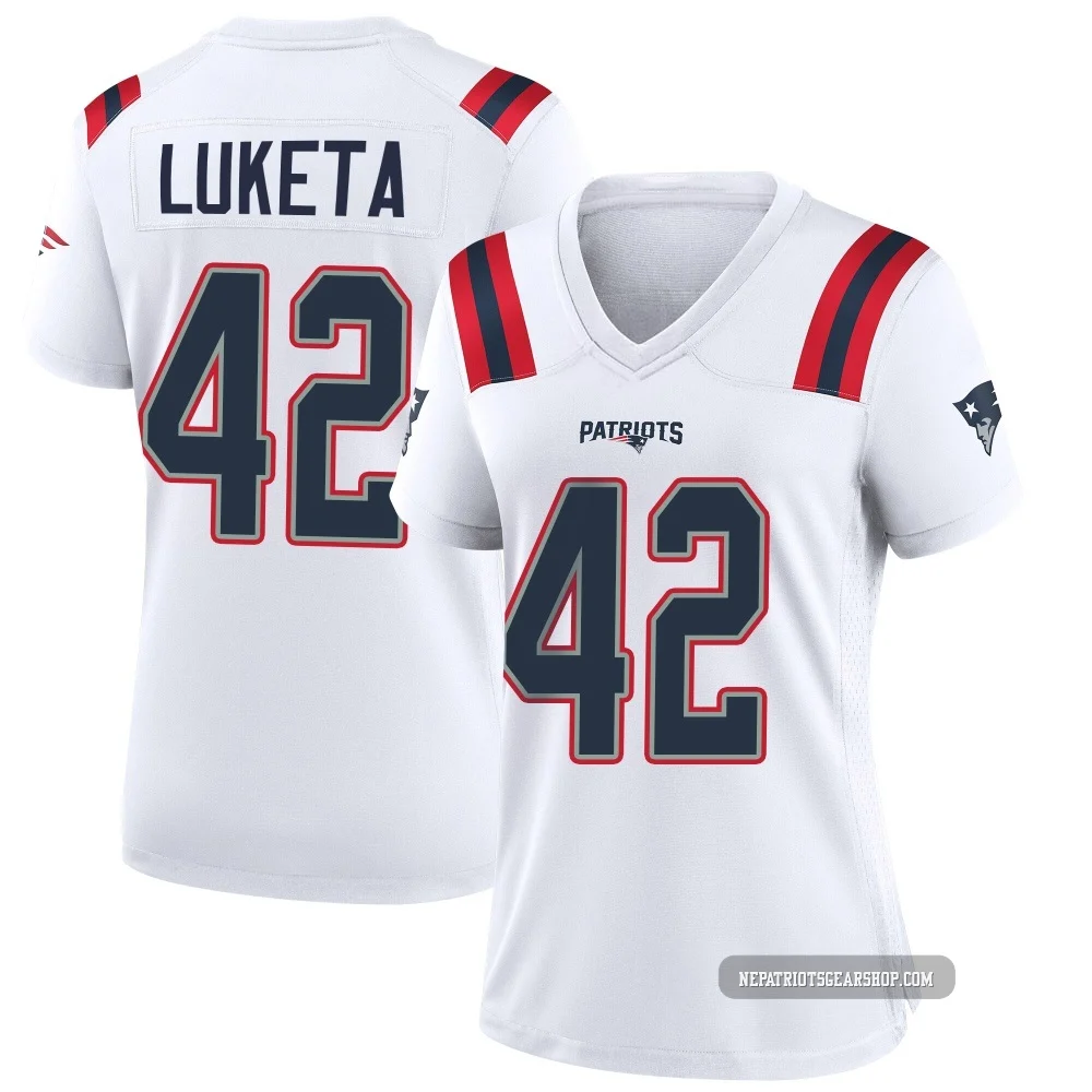 Jesse Luketa ＃42 New England Patriots Game Jersey - Women's White