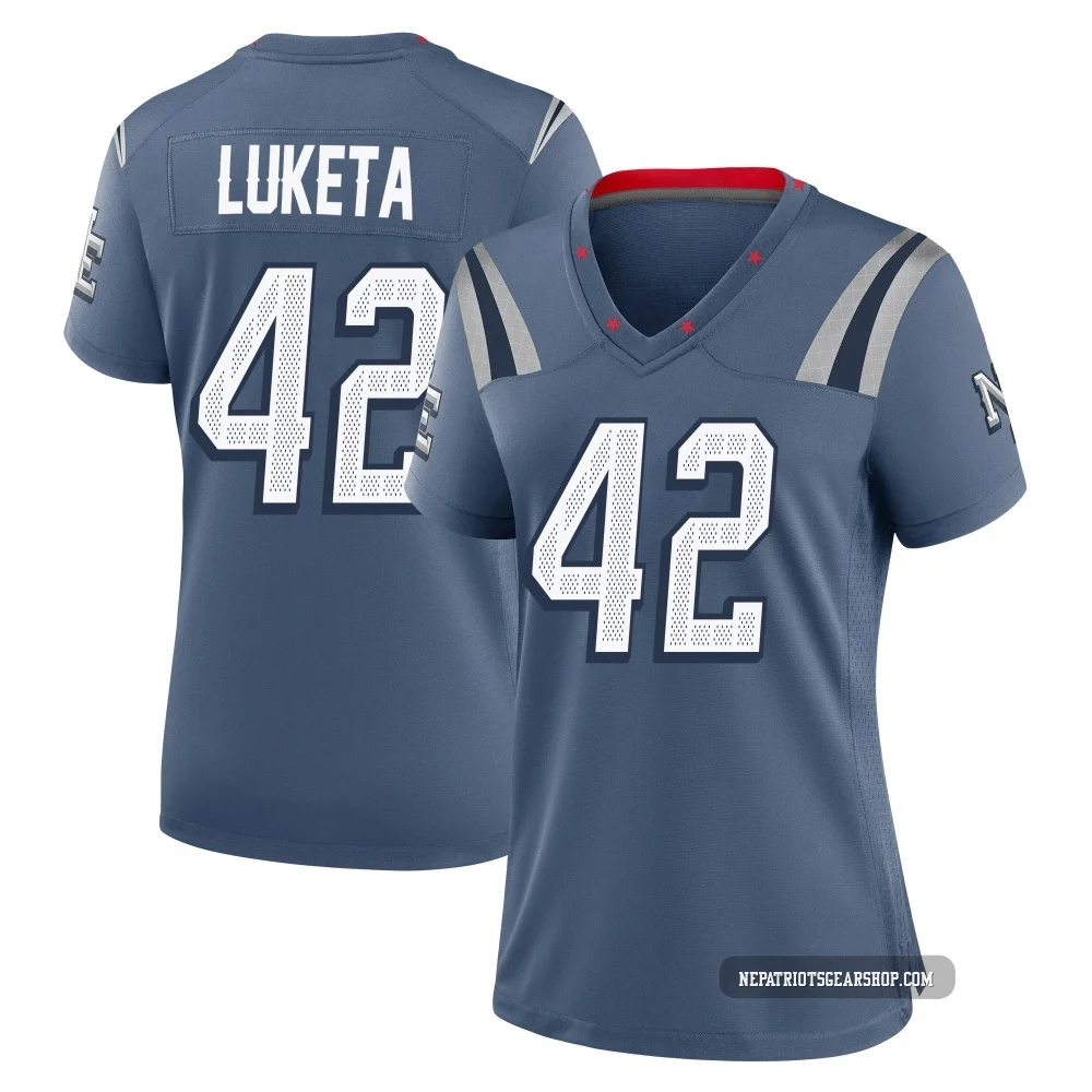 Jesse Luketa ＃42 New England Patriots Game Storm 2025 Rivalries Collection Jersey - Women's Blue