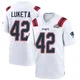 Jesse Luketa ＃42 New England Patriots Game Super Bowl LX Patch Jersey - Men's White