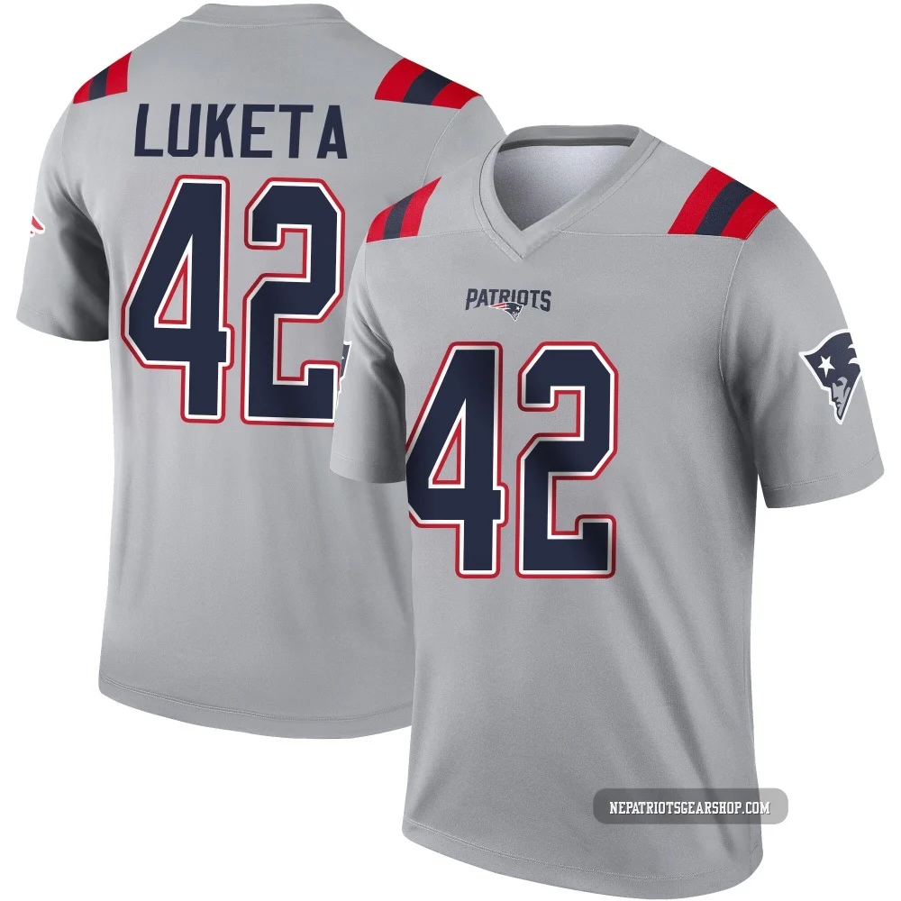 Jesse Luketa ＃42 New England Patriots Legend Inverted Jersey - Men's Gray