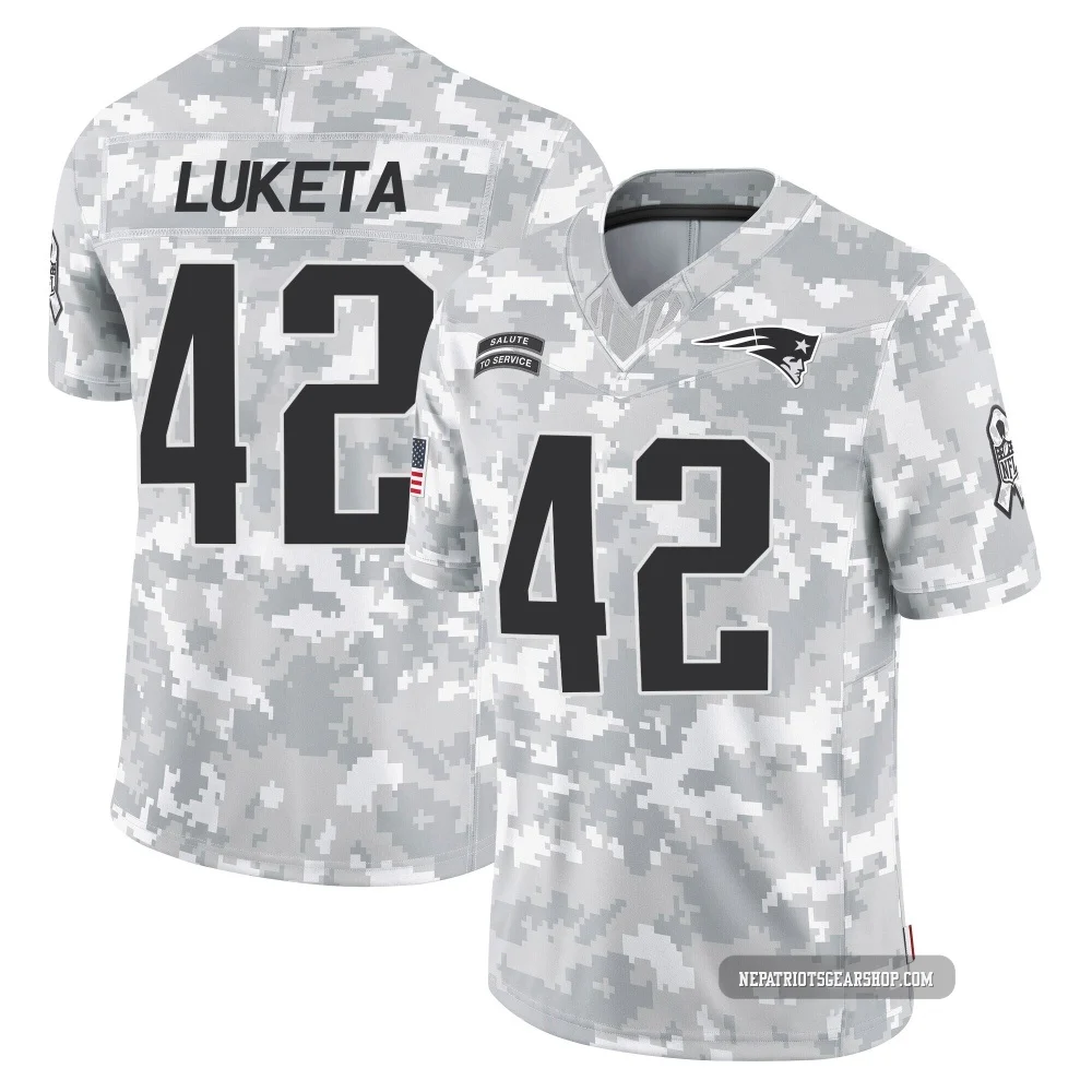 Jesse Luketa ＃42 New England Patriots Limited 2024 Salute to Service Jersey - Youth Arctic Camo