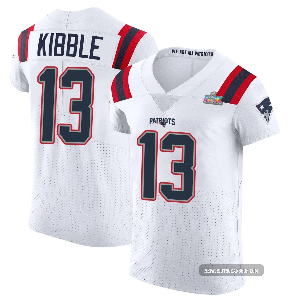 Jimmy Kibble ＃13 New England Patriots Elite Vapor Untouchable Super Bowl LX Patch Jersey - Men's White