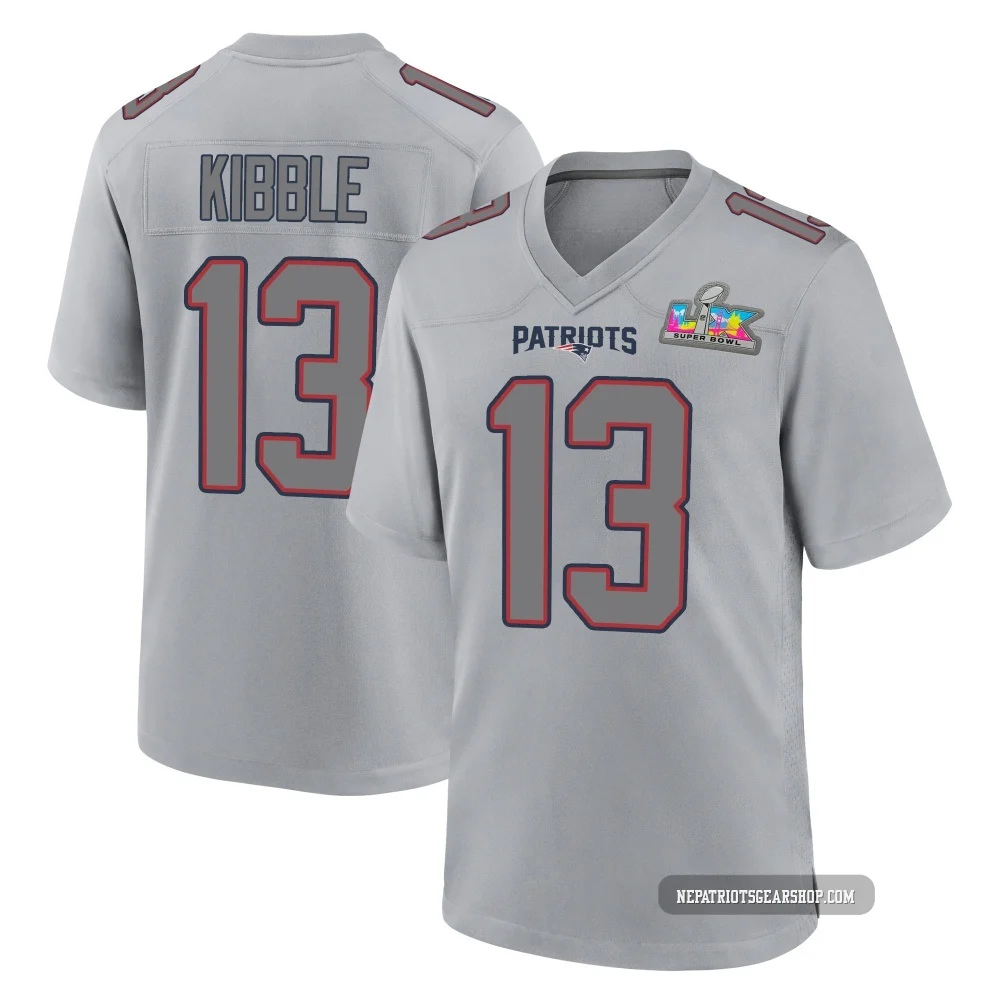 Jimmy Kibble ＃13 New England Patriots Game Silver Atmosphere Fashion Super Bowl LX Patch Jersey - Youth