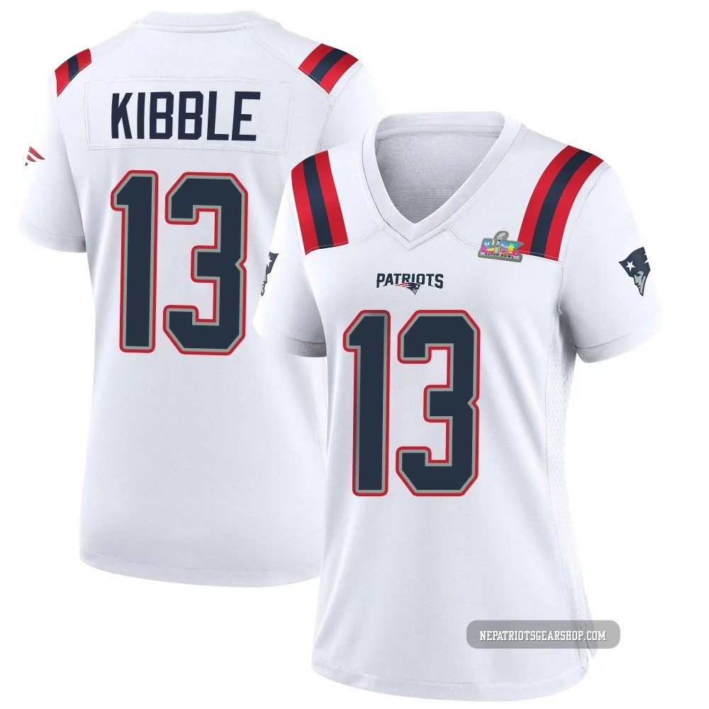 Jimmy Kibble ＃13 New England Patriots Game Super Bowl LX Patch Jersey - Women's White