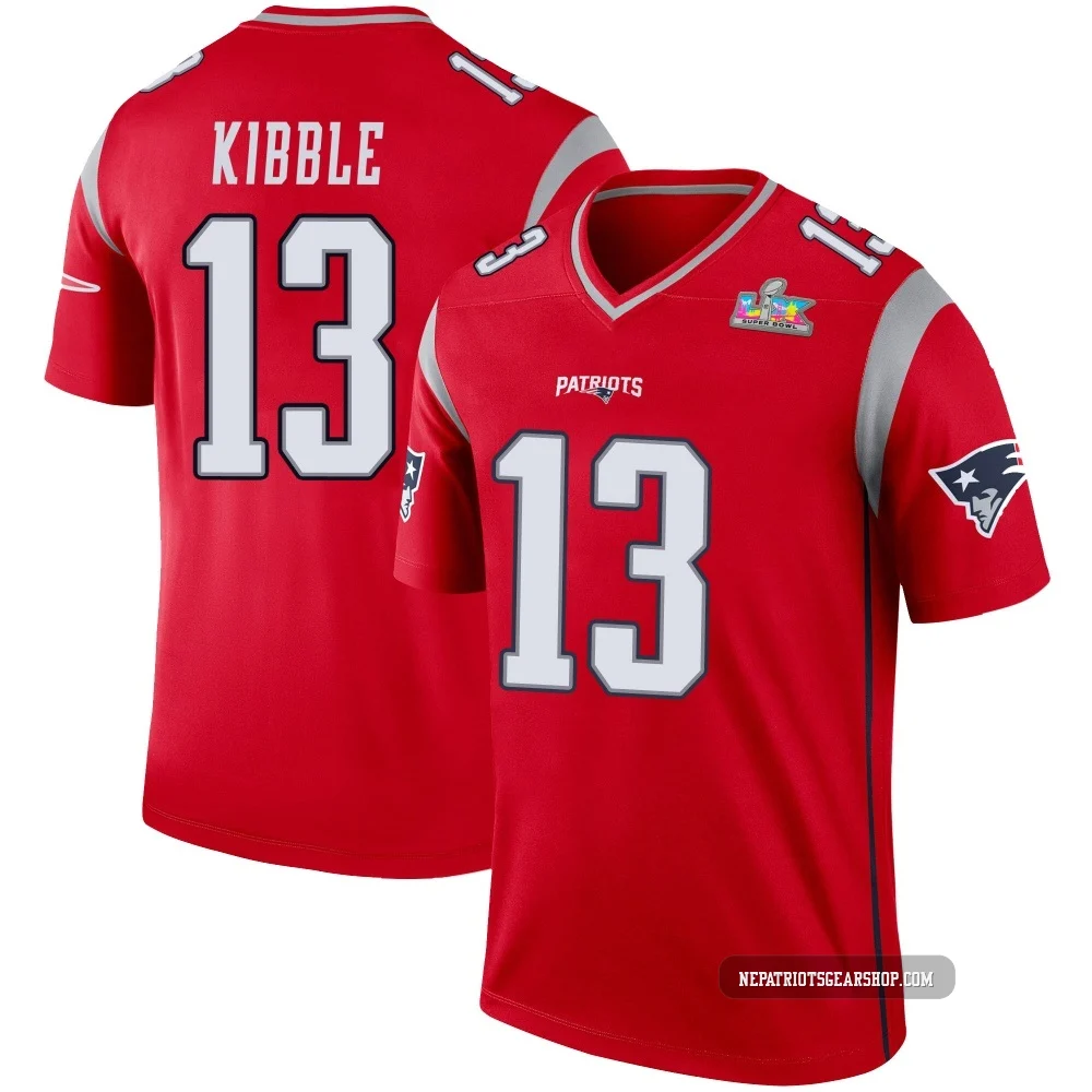 Jimmy Kibble ＃13 New England Patriots Legend Inverted Super Bowl LX Patch Jersey - Youth Red