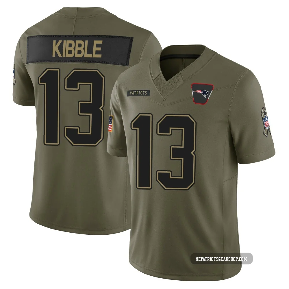 Jimmy Kibble ＃13 New England Patriots Limited 2025 Salute to Service Jersey - Men's Olive