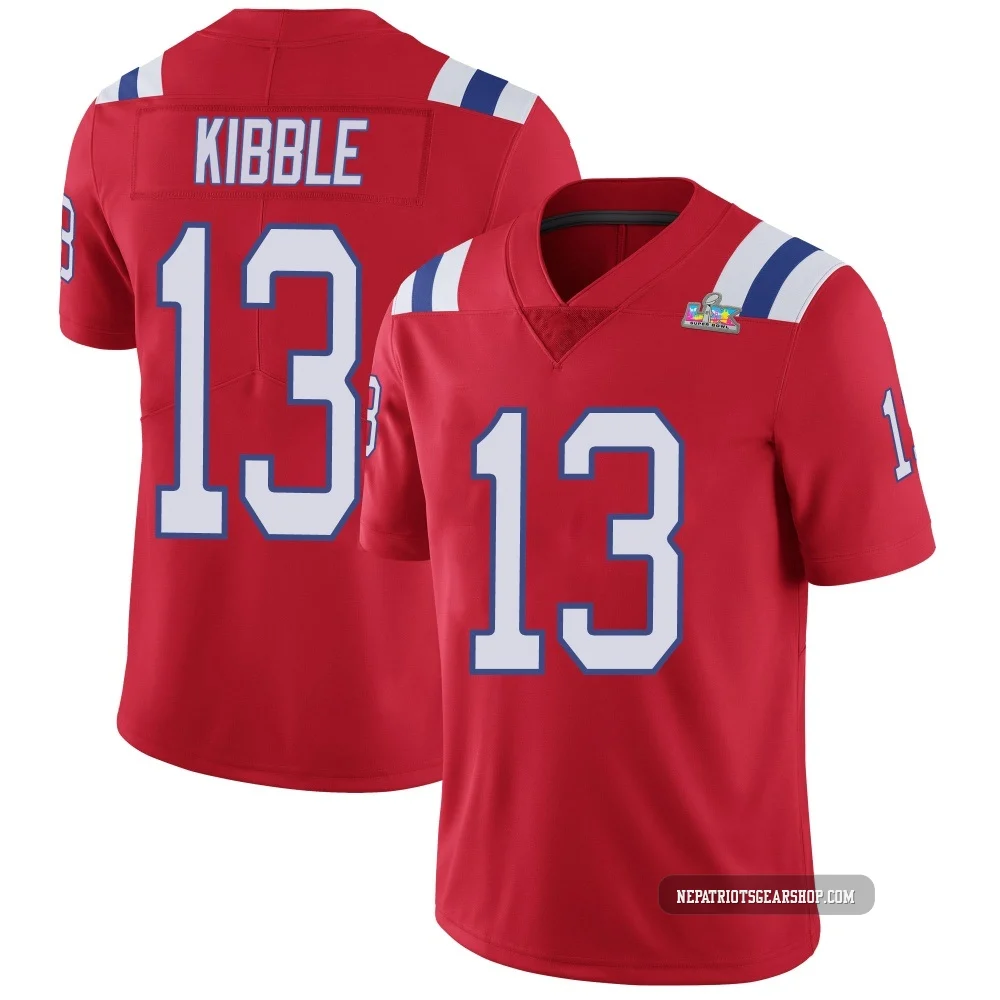 Jimmy Kibble ＃13 New England Patriots Limited Vapor Untouchable Alternate Super Bowl LX Patch Jersey - Men's Red