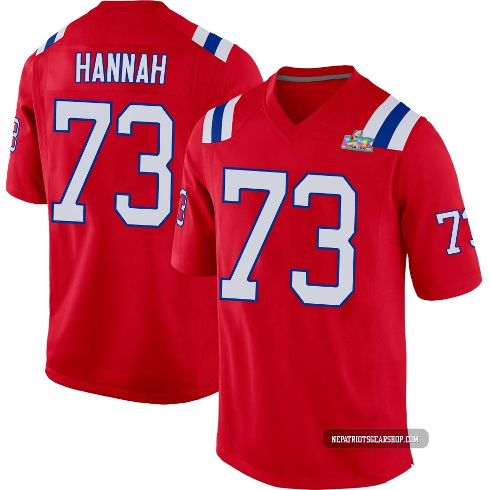 John Hannah ＃73 New England Patriots Game Alternate Super Bowl LX Patch Jersey - Men's Red