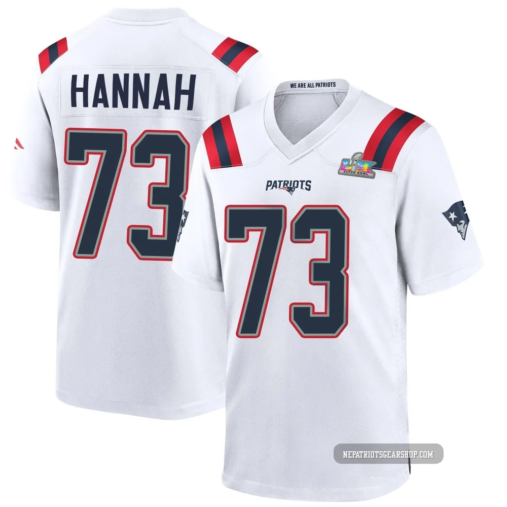 John Hannah ＃73 New England Patriots Game Super Bowl LX Patch Jersey - Men's White