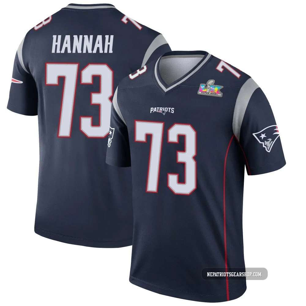 John Hannah ＃73 New England Patriots Legend Super Bowl LX Patch Jersey - Men's Navy