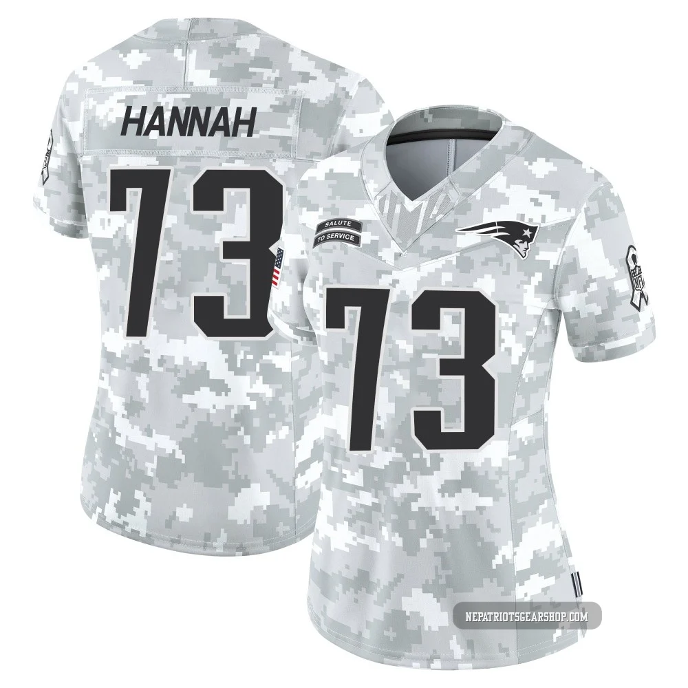 John Hannah ＃73 New England Patriots Limited 2024 Salute to Service Jersey - Women's Arctic Camo