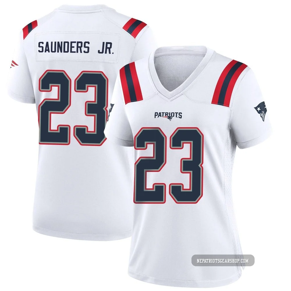 John Saunders Jr. ＃23 New England Patriots Game Jersey - Women's White