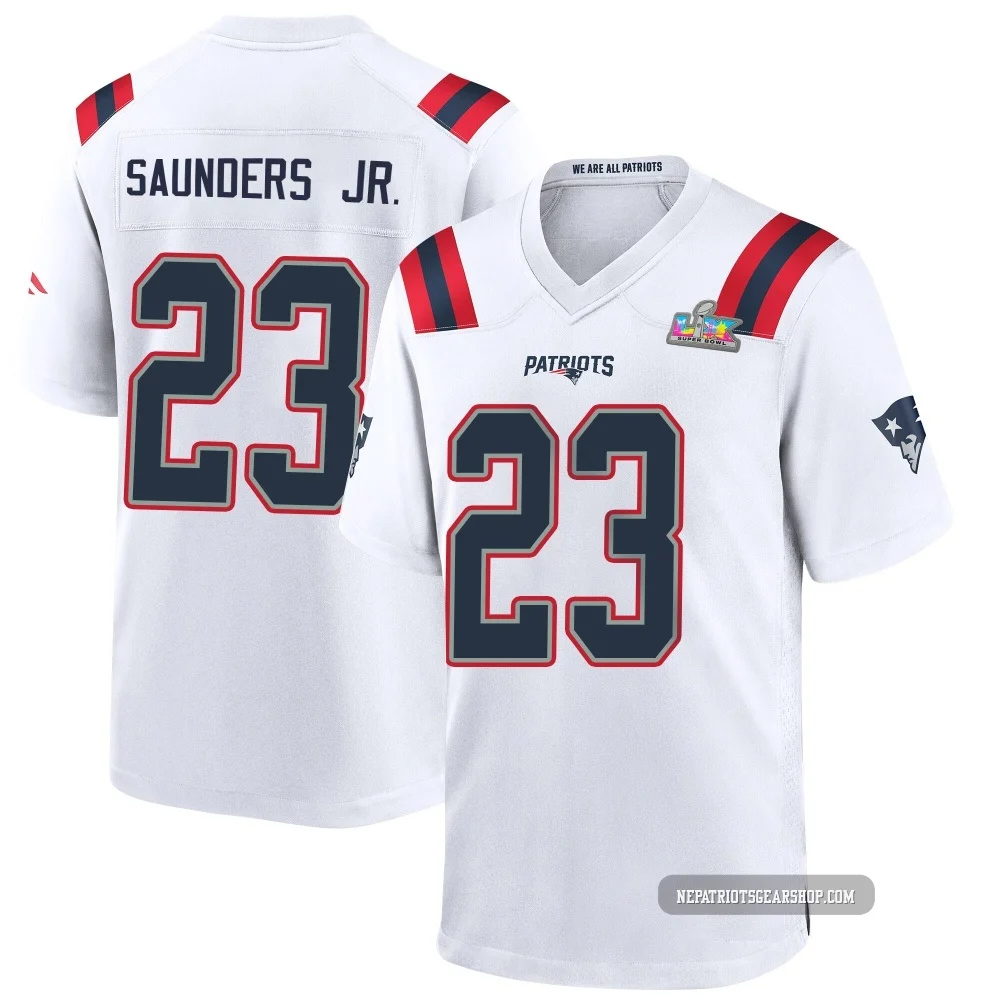 John Saunders Jr. ＃23 New England Patriots Game Super Bowl LX Patch Jersey - Men's White