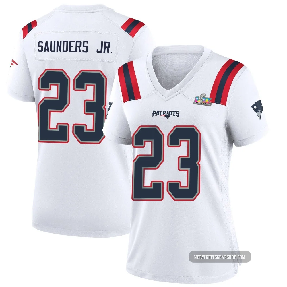 John Saunders Jr. ＃23 New England Patriots Game Super Bowl LX Patch Jersey - Women's White