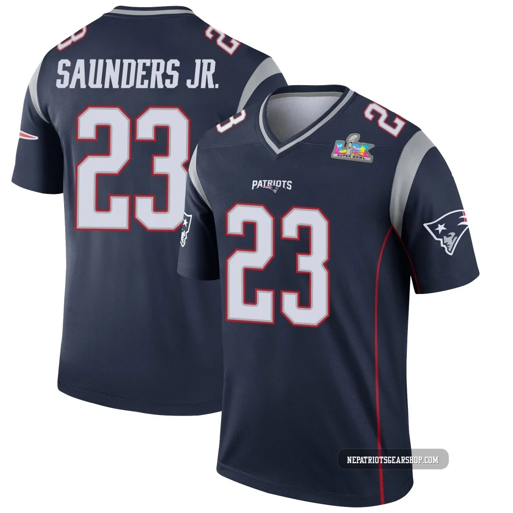 John Saunders Jr. ＃23 New England Patriots Legend Super Bowl LX Patch Jersey - Men's Navy