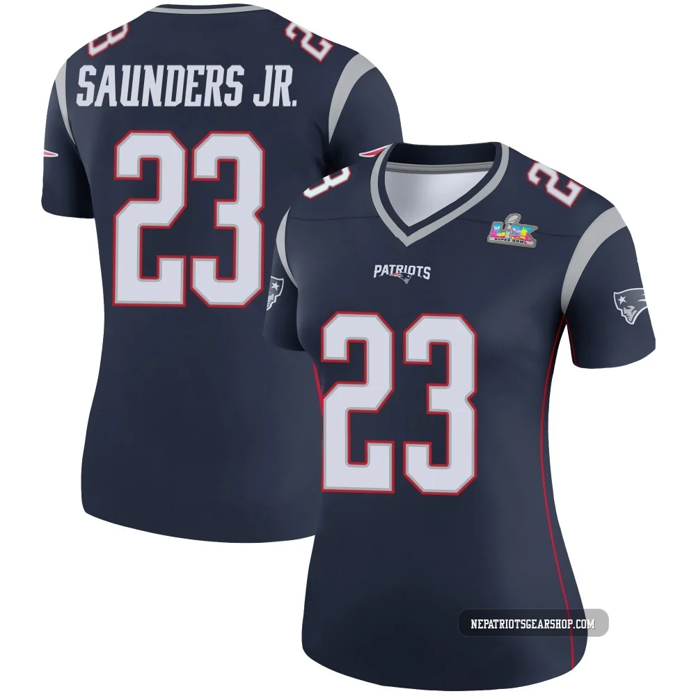 John Saunders Jr. ＃23 New England Patriots Legend Super Bowl LX Patch Jersey - Women's Navy