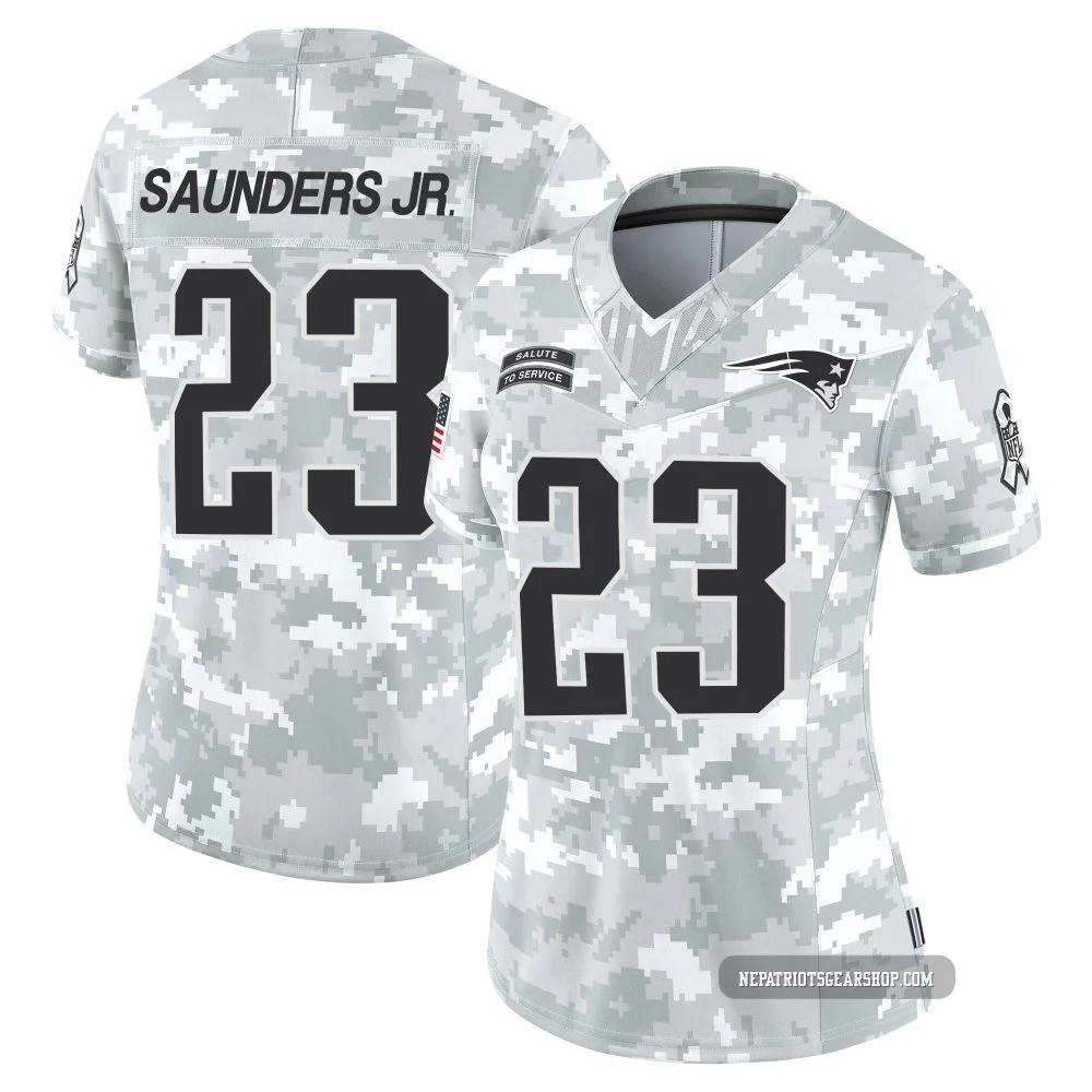 John Saunders Jr. ＃23 New England Patriots Limited 2024 Salute to Service Jersey - Women's Arctic Camo