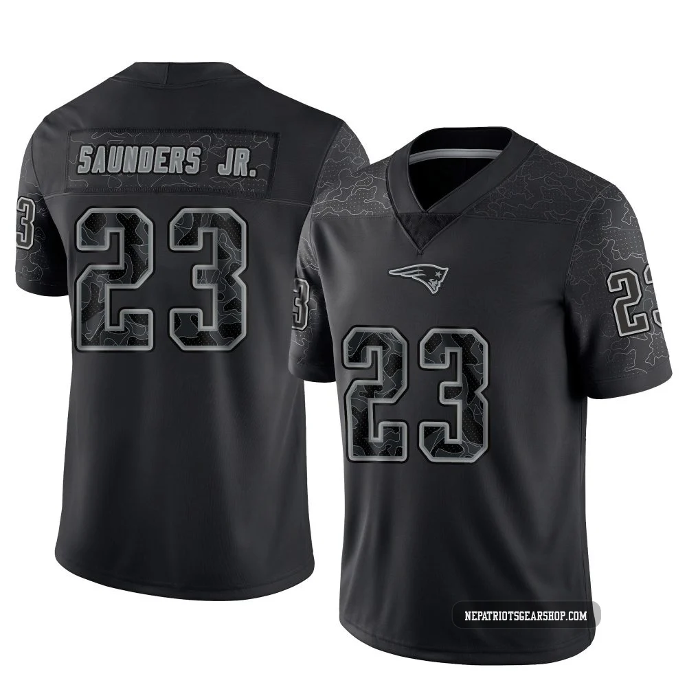 John Saunders Jr. ＃23 New England Patriots Limited Reflective Jersey - Youth Black