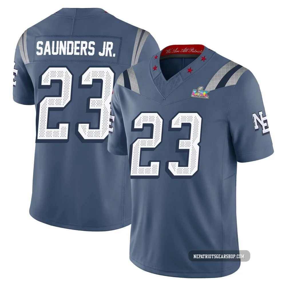John Saunders Jr. ＃23 New England Patriots Limited Storm 2025 Rivalries Collection Super Bowl LX Patch Jersey - Men's Blue