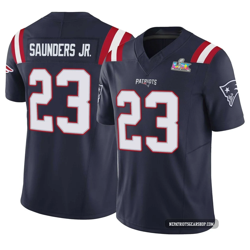 John Saunders Jr. ＃23 New England Patriots Limited Vapor F.U.S.E. Super Bowl LX Patch Jersey - Men's Navy