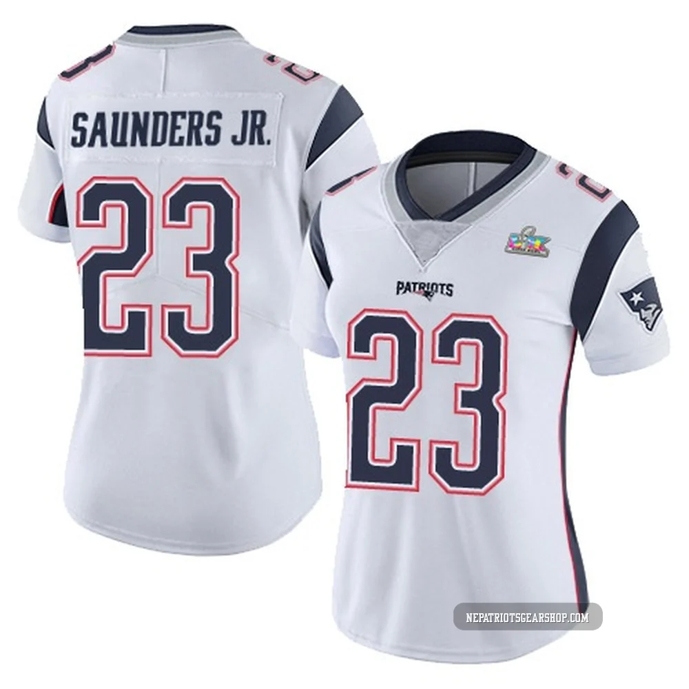 John Saunders Jr. ＃23 New England Patriots Limited Vapor Untouchable Super Bowl LX Patch Jersey - Women's White