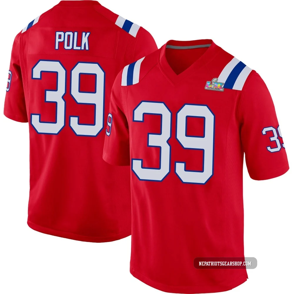 Jordan Polk ＃39 New England Patriots Game Alternate Super Bowl LX Patch Jersey - Men's Red