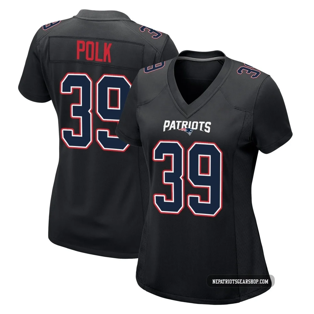 Jordan Polk ＃39 New England Patriots Game Carbon Fashion Jersey - Women's Black