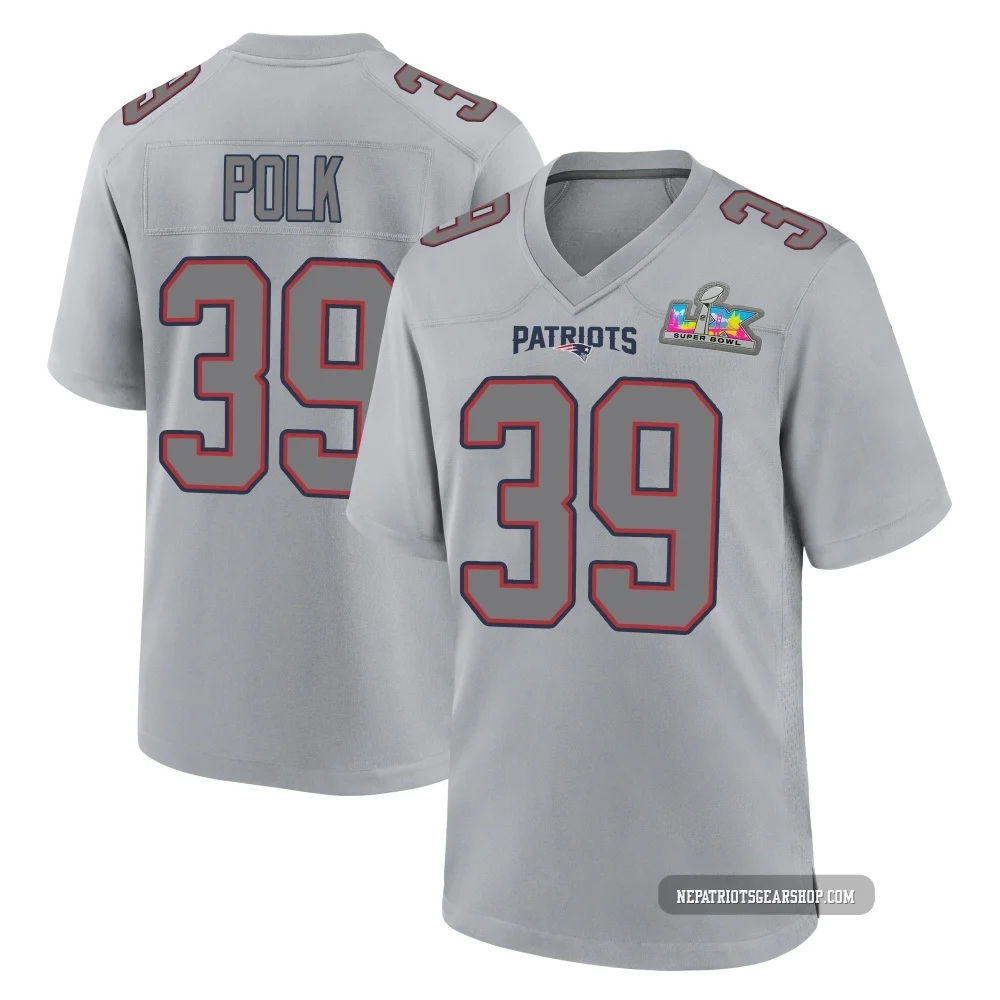 Jordan Polk ＃39 New England Patriots Game Silver Atmosphere Fashion Super Bowl LX Patch Jersey - Youth