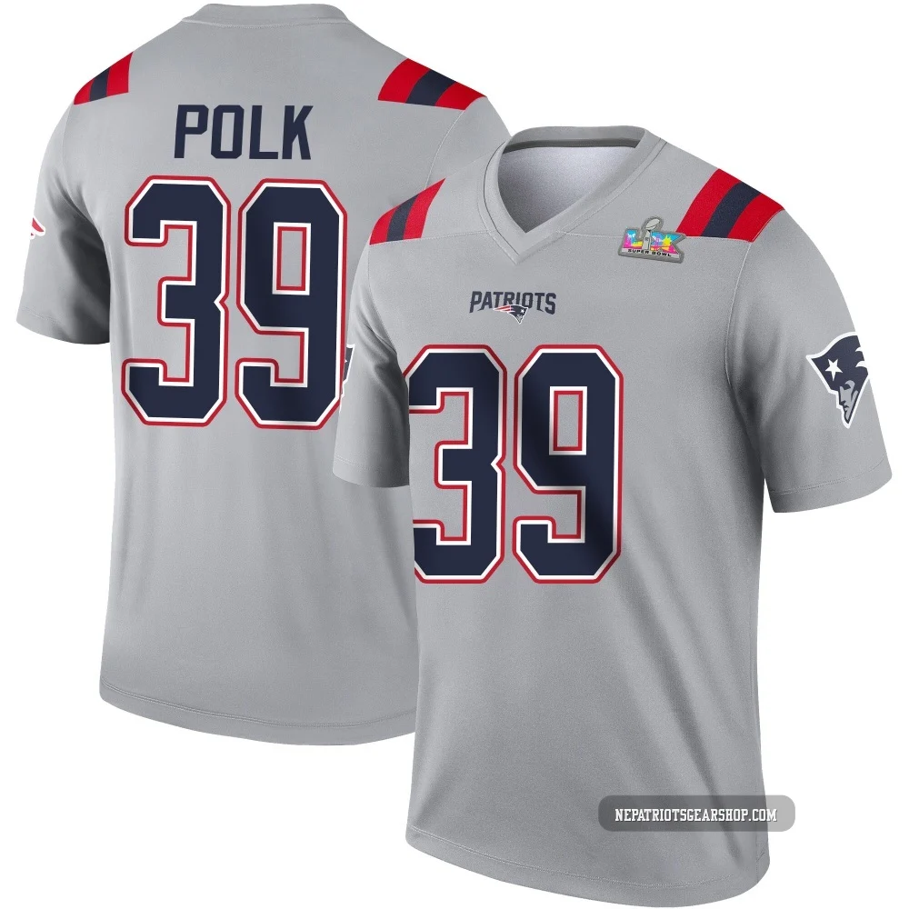 Jordan Polk ＃39 New England Patriots Legend Inverted Super Bowl LX Patch Jersey - Youth Gray