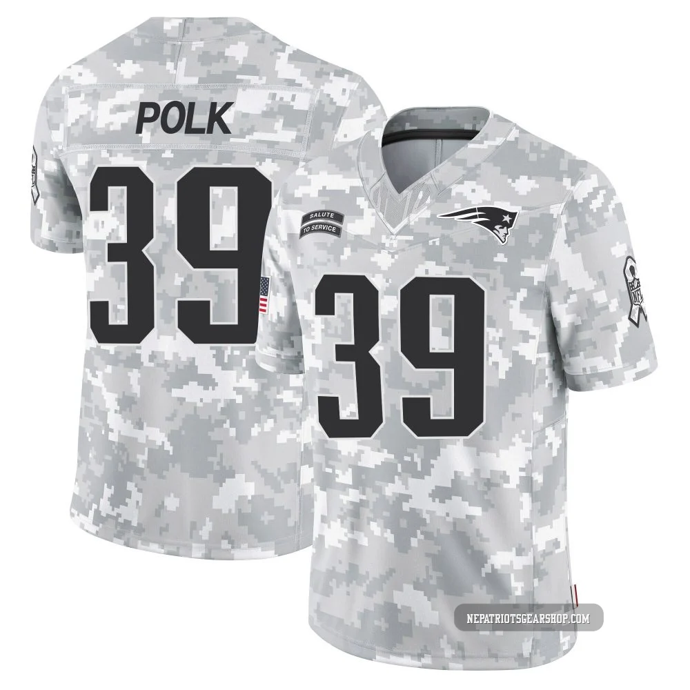 Jordan Polk ＃39 New England Patriots Limited 2024 Salute to Service Jersey - Youth Arctic Camo