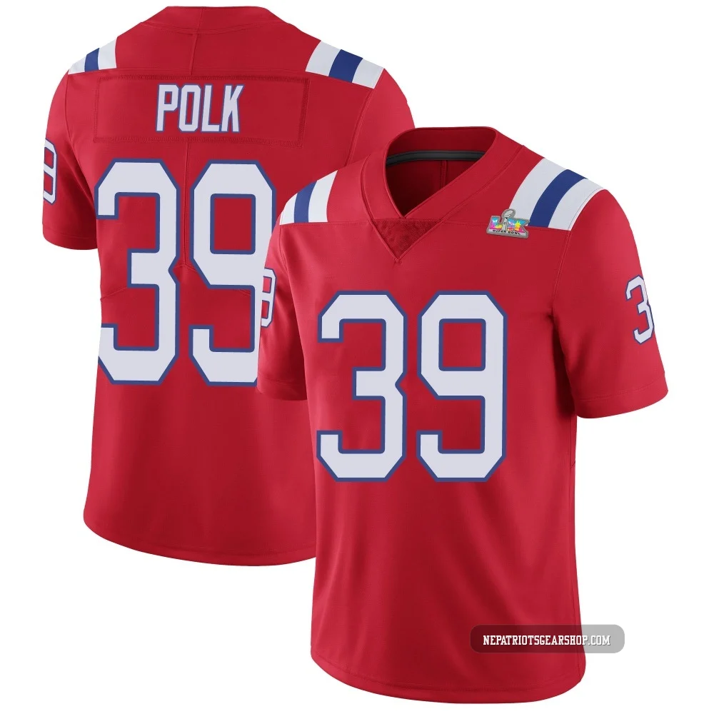 Jordan Polk ＃39 New England Patriots Limited Vapor Untouchable Alternate Super Bowl LX Patch Jersey - Youth Red