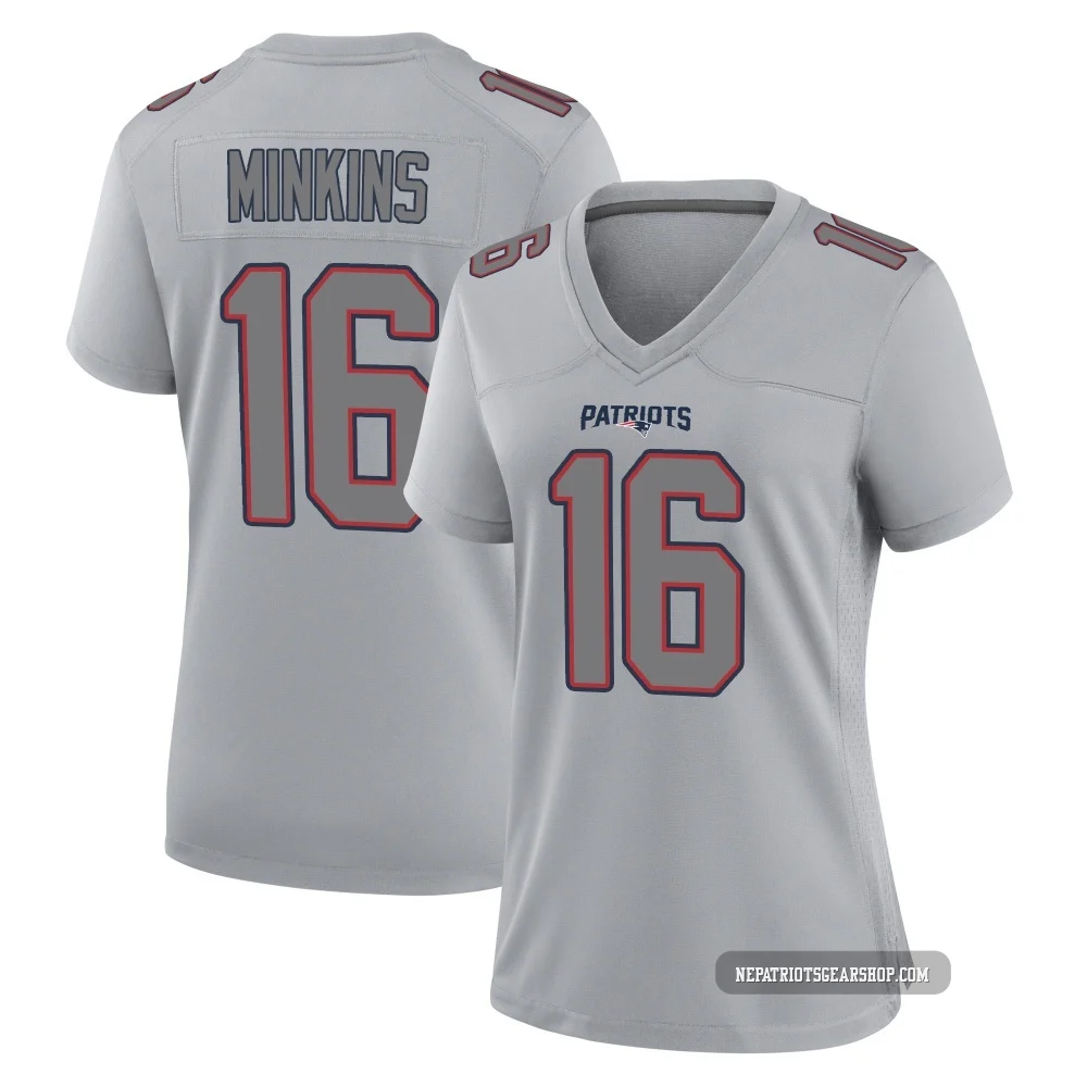 Josh Minkins ＃16 New England Patriots Game Silver Atmosphere Fashion Jersey - Women's