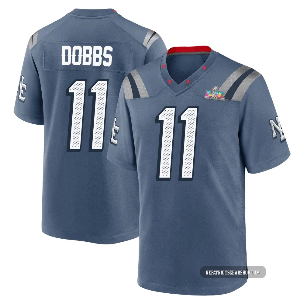 Joshua Dobbs ＃11 New England Patriots Game Storm 2025 Rivalries Collection Super Bowl LX Patch Jersey - Men's Blue